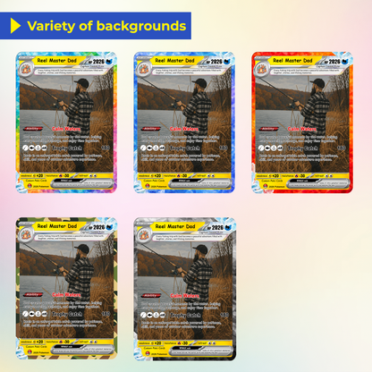 Fishing Dad Custom Pokémon Card for Father's Day - Father’s Day Personalized Pokémon Card for Fishing Lovers - Comic Anime Customizable Gift from Wife, Son & Daughter - CPC-138
