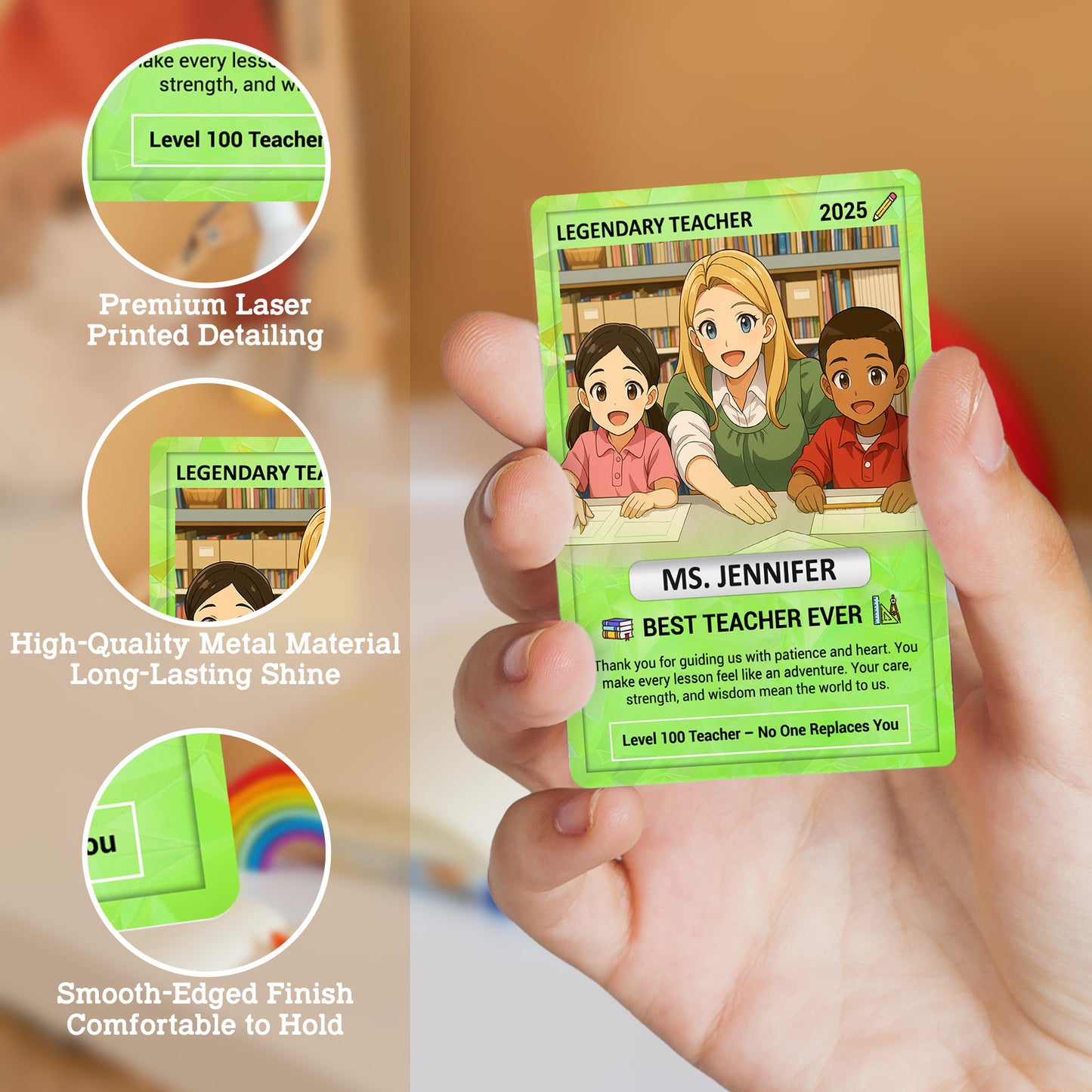 Legendary Teacher Gift Card, Custom Pokemon Cards Teacher Appreciation, Change Your Photo to Ghibli Style, Thank You Teacher Gift, Personalized Pokemon Cards - CPC-67