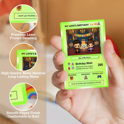 Birthday Custom Pokémon Card for Couples, Pixel Characters & Photo Upload Personalized Pokemon Card, Customizable Pokemon Cards for Birthday - CPC-14