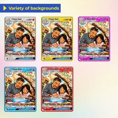 Funny Father's Day Custom Pokémon Card - HOT Trend Comic Anime Style Personalized Pokémon Card for Dad - Perfect Gift from Wife & Kids - CPC-119