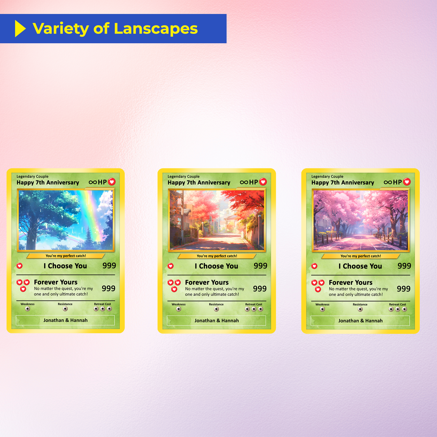 Personalized Pokemon Card for Couples with Anime Style - Custom Couple Pokemon Card for Him Her - Custom Names Anniversary - CPC-36