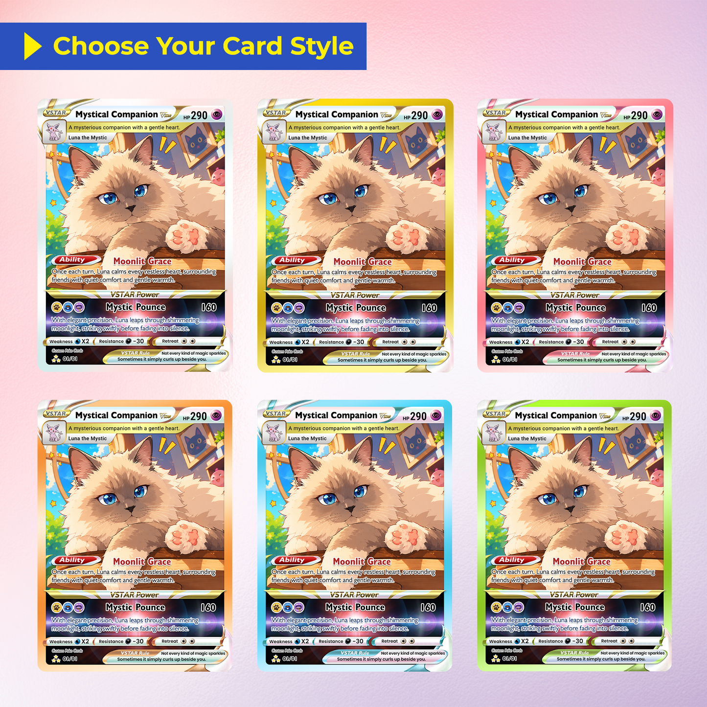 For Cat Lovers Custom Pokémon Card - Personalized Poke Cards with Animated Cat Photo - Unique Gift for Cat Mom, Cat Dad - CPC-Pet-05