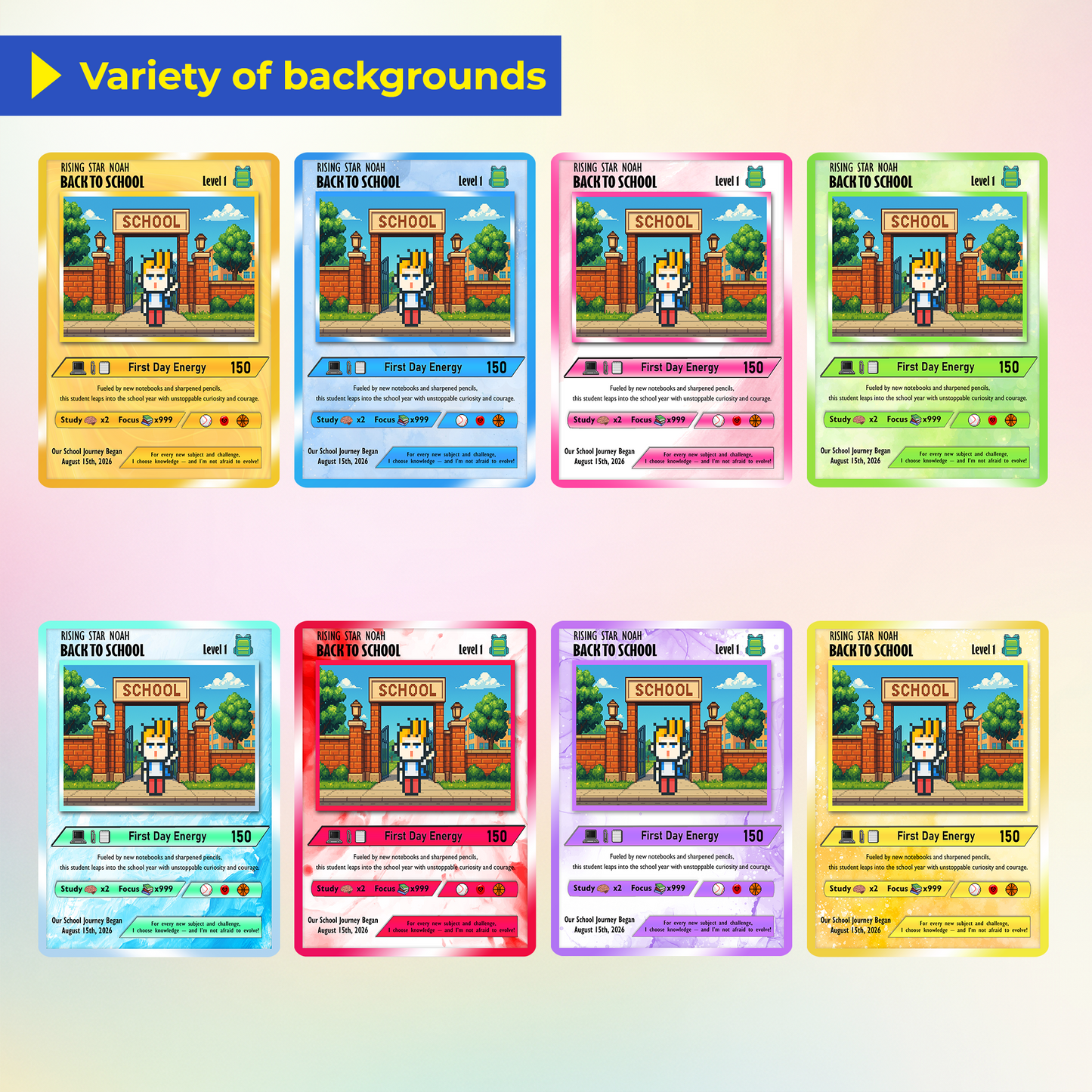 Back to School Custom Pokémon Card with Art Characters, Personalized Pokémon Card by Characters, Unique Gift for Pokémon Fans from Parents - CPC-146.B
