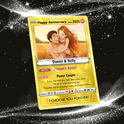 Custom Couple Pokemon Cards for Anniversary Day, Transform to Anime Styles - CPC-01