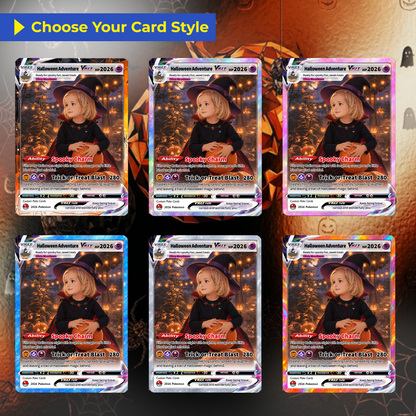 Custom Pokémon Card for Kids, Halloween Anime Transformation Photo Poke Card, Personalized Halloween Gift for Children, Custom Pokémon Gift - CPC-hlw-12