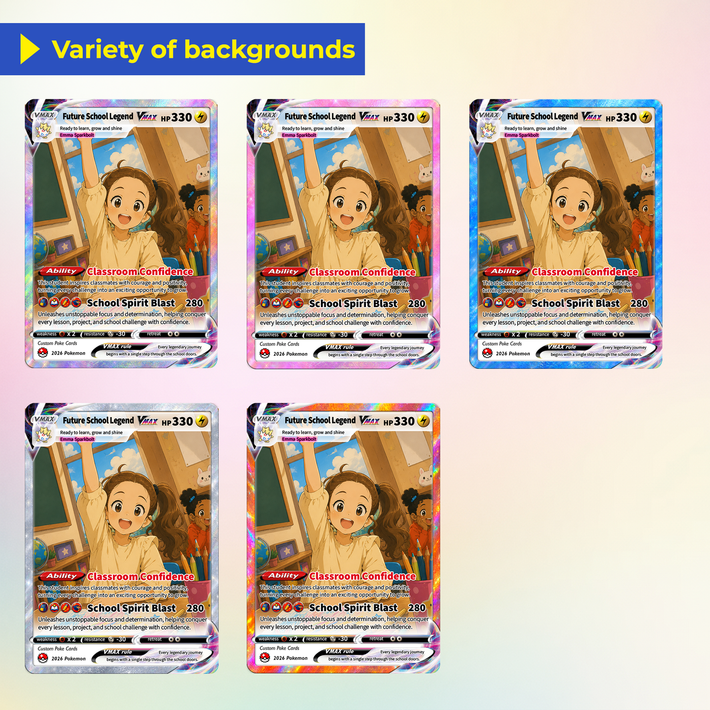 Back to School Custom Pokémon Card - Personalized Pokémon Card with Anime Picture for Kids, Students - First Day of School Gift from Parents - CPC-BTS-01