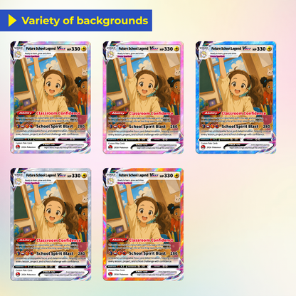 Back to School Custom Pokémon Card - Personalized Pokémon Card with Anime Picture for Kids, Students - First Day of School Gift from Parents - CPC-BTS-01