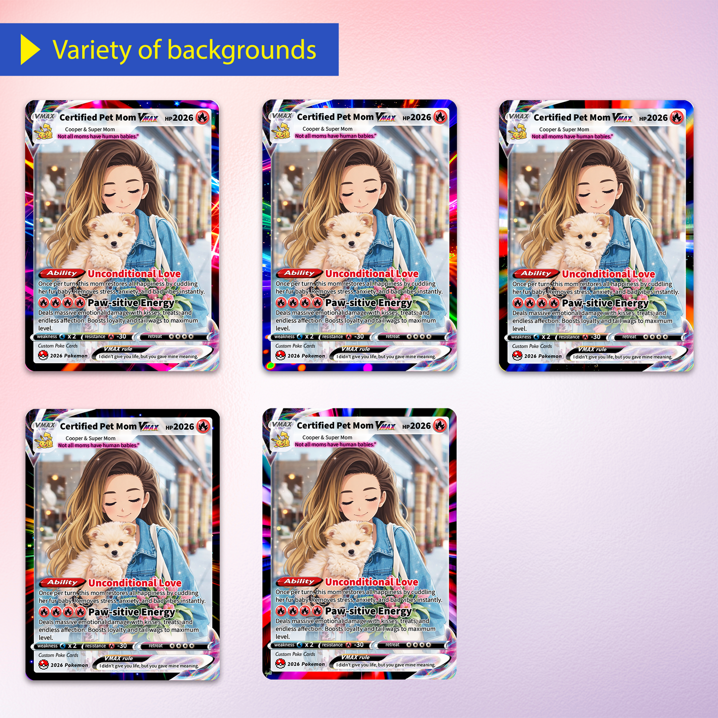 Custom Pet Mom Pokémon Card – Personalized Dog Mom Mother's Day Gift - Customizable Gift from Husband Daughter, Son | Ghibli - Anime Style Trading Card - CPC-83