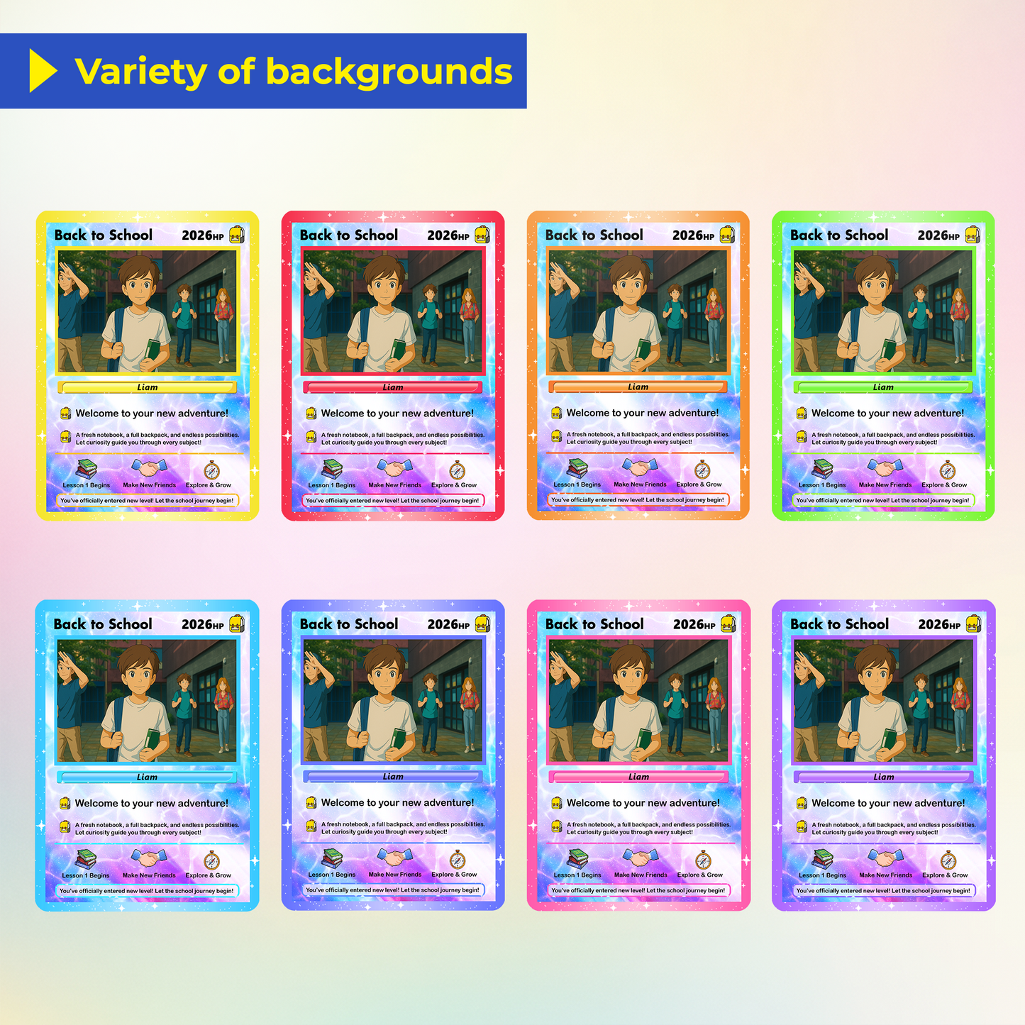 Back to School Custom Pokemon Card with Anime Style Transformation, Personalized Pokemon Card for First Day of School, Gift for Students, Son, Daughter - CPC-71