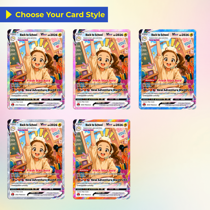 Back to School Custom Pokémon Card - Personalized Pokémon Card with Anime Picture - First Day of School Gift from Parents, Grandparents for Kids, Students - CPC-BTS-01.B