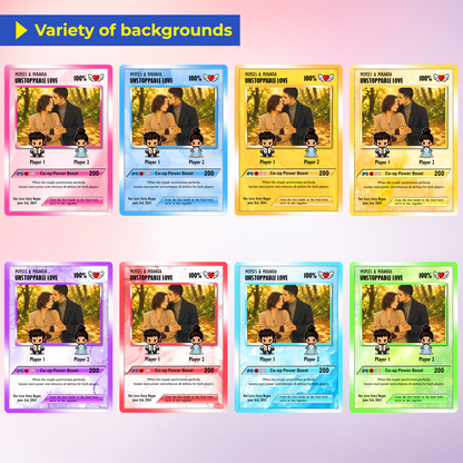 Custom Pokemon Card with Trendy Anime Transformation Styles  - Personalized Poke Card for Couples - Animated Gift for Lovers - CPC-22.A