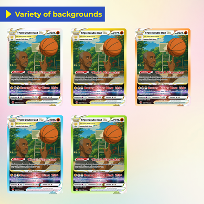 Basketball Dad Custom Pokémon Card for Father's Day - Father’s Day Personalized Pokémon Card for Sport Dad - Comic Anime Customizable Gift from Supporter, Wife, Son & Daughter - CPC-137