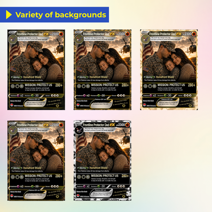 Special Edition for Military Dad Custom Pokémon Card - Father’s Day Personalized Pokémon Card for The Army Dad - Comic Anime Customizable Gift from Wife, Son & Daughter - CPC-143