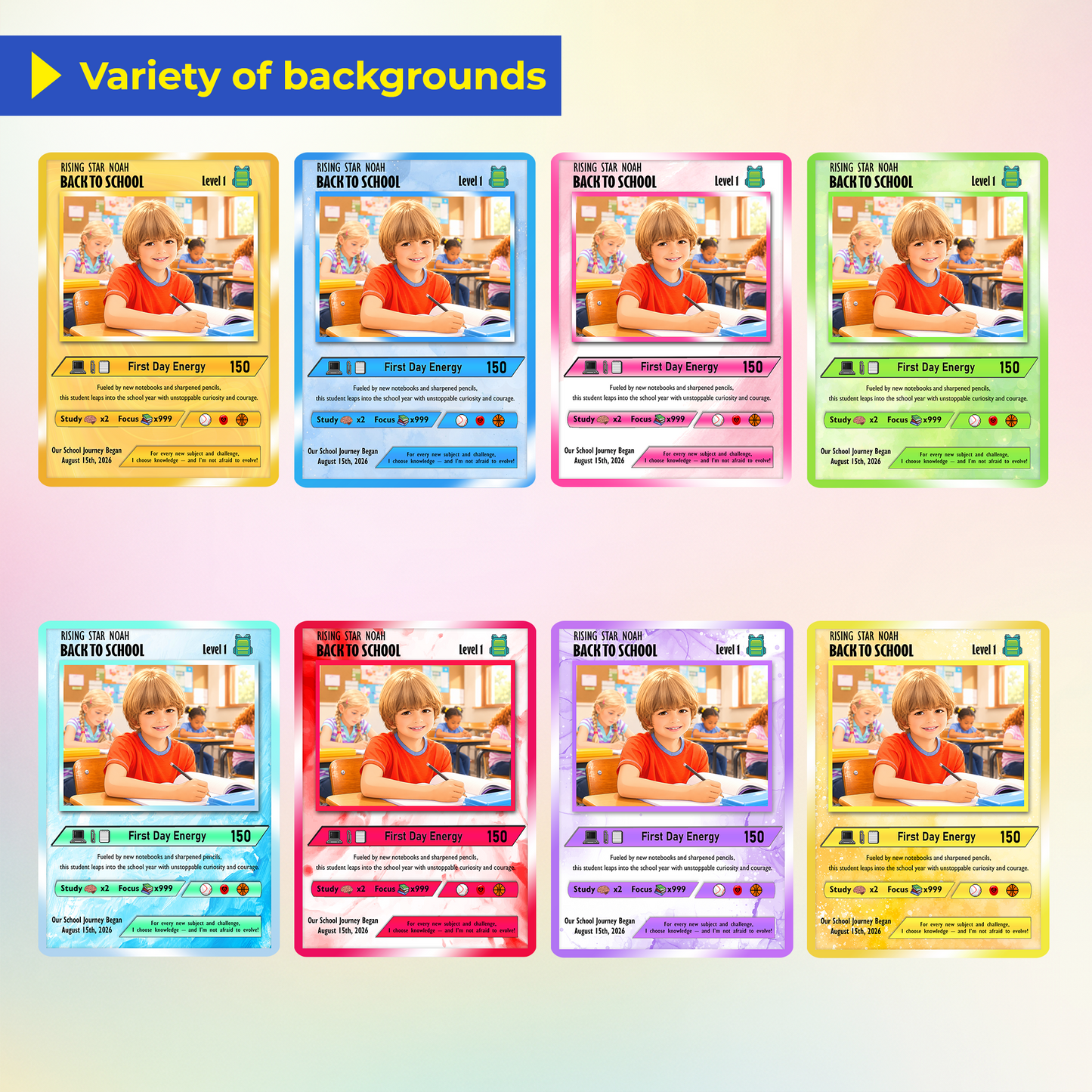 Back to School Custom Pokémon Card - Personalized Pokémon Card with Anime Picture for Kids, Students - First Day of School Gift from Parents - CPC-146.A