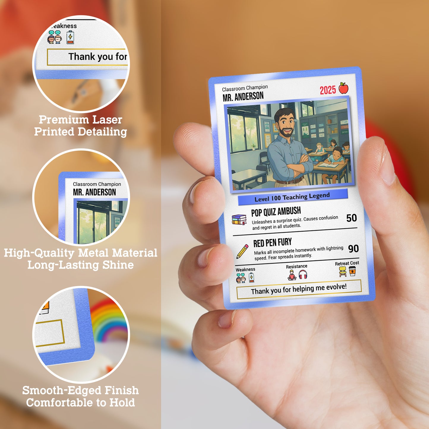 Classroom Champion Gift Card, Custom Pokemon Cards Teacher Appreciation, Change Your Photo to Ghibli Style, Thank You Teacher Gift, Personalized Pokemon Cards - CPC-65