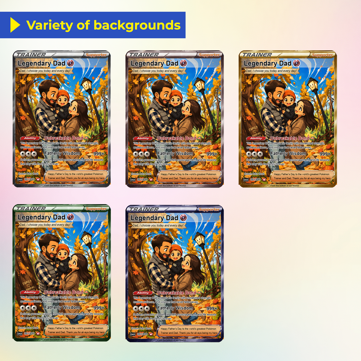 Trending Comic Anime-Inspired Personalized Pokémon Card for Dad - Happy Father's Day Custom Pokémon Card - Perfect Gift for Dad - CPC-114