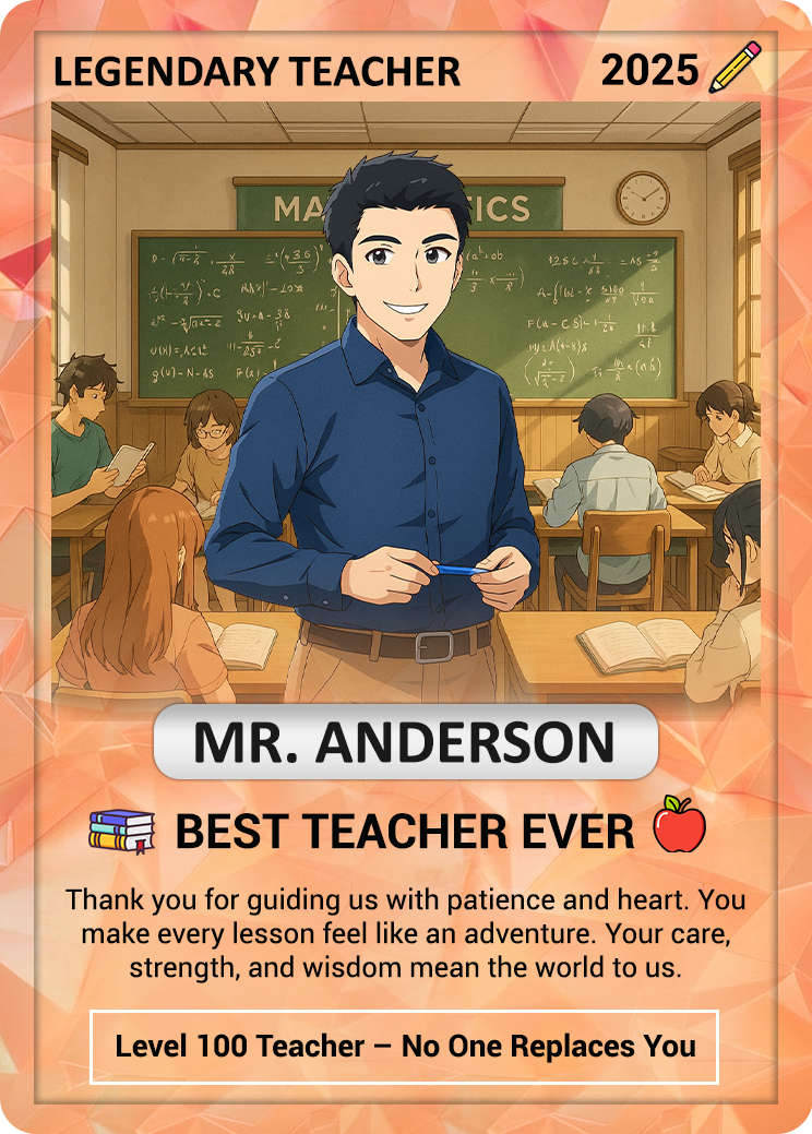 Custom Pokemon Cards Teacher Appreciation, Change Your Photo to Ghibli Style, Thank You Teacher Gift, Personalized Pokemon Cards - CPC-63