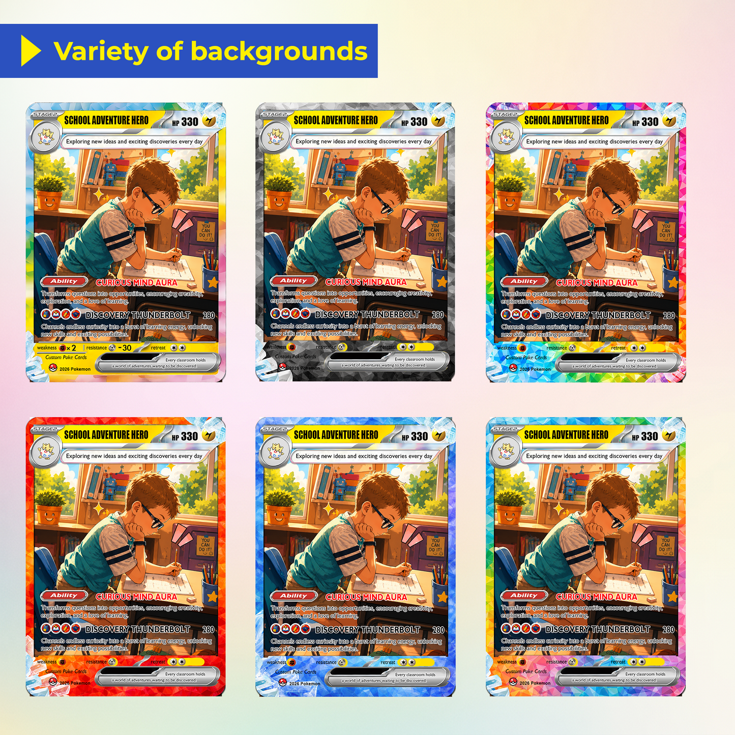 Back to School Personalized Pokémon Card - Custom Pokémon Card with Anime Picture for Kids, Students - First Day of School Gift from Parents - CPC-BTS-04