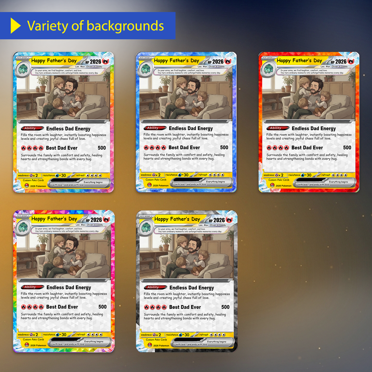 2026 Father's Day Custom Pokemon Card - Anime-Inspired Personalized Pokemon Card for Dad - Perfect Gift for Dad - CPC-107.B