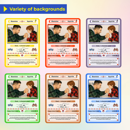 Happy Father’s Day Personalized Pokemon Card - Anime Inspired Personalized Pokémon Card for Trainer Dad - Customizable Gift from Supporter, Wife, Son & Daughter - CPC-108.B