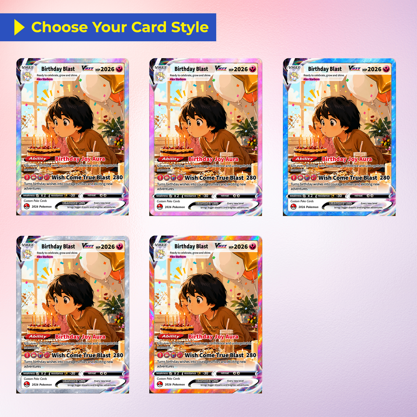Happy Birthday Custom Pokémon Card - Personalized Pokémon Card by Animated Photo - Customizable Pokémon Gift from Parents, Grandparents for Kids - CPC-DOB-02