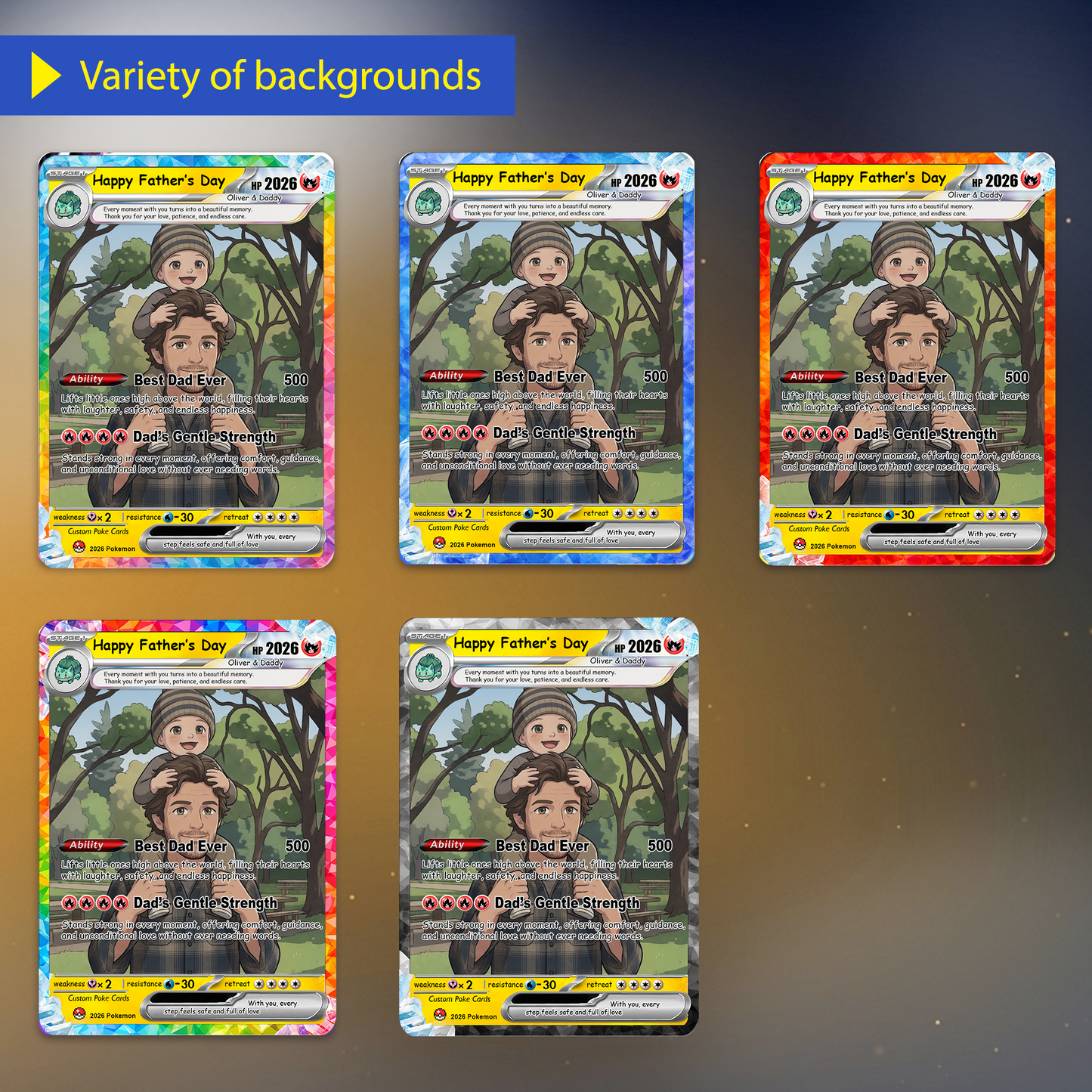 2026 Father's Day Custom Pokemon Card - Anime-Inspired Personalized Pokemon Card for Dad - Perfect Gift for Dad - CPC-107.A