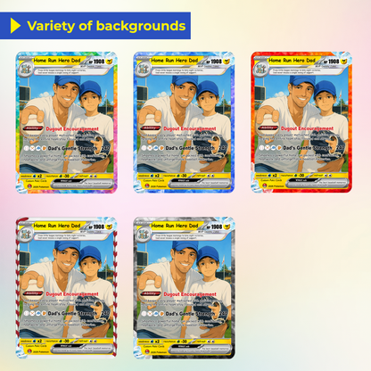 Baseball Dad Custom Pokémon Card for Father's Day - Father’s Day Personalized Pokémon Card for Sport Dad - Comic Anime Style Customizable Gift from Supporter, Wife, Son & Daughter - CPC-134