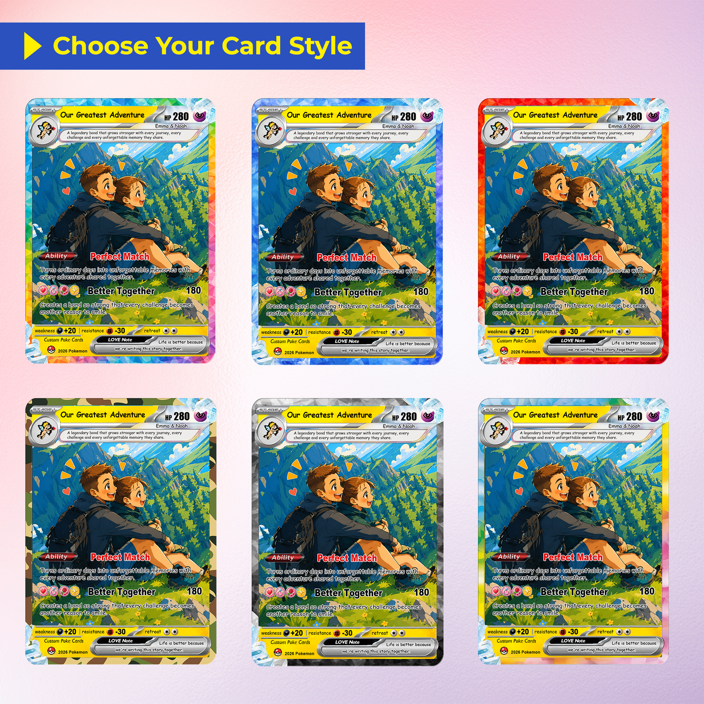 Custom Pokémon Cards with Animated Picture, Personalized Poke Cards by Ghibli & Comic Anime Style, Customizable Pokémon Gift for Him and Her - CPC-151