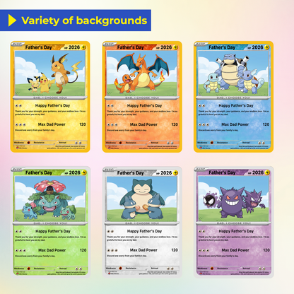 Funny Father’s Day Personalized Pokémon Card - Special Edition Custom Pokémon Card for Trainer Dad - Customizable Character Gift from Supporter, Wife, Son & Daughter - CPC-111.A
