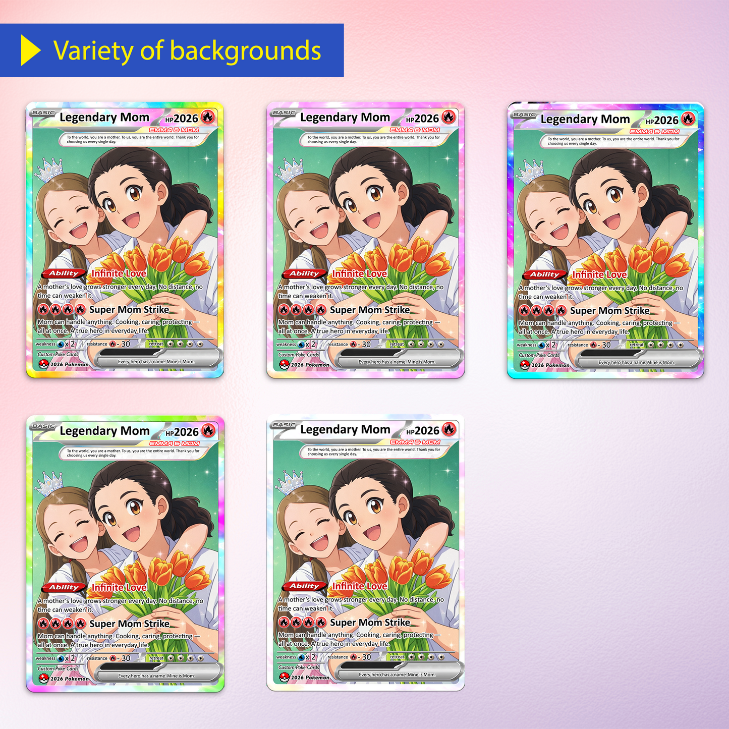 Custom Pokémon Card for Mom – Mother’s Day Personalized Pokemon Card - Customizable Gift from Husband Daughter, Son | Ghibli - Anime Style Trading Card - CPC-81