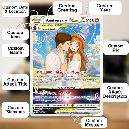 Anime Transformation Custom Pokemon Card - Personalized Poke Card for Couples - Holographic Effect Available - CPC-30