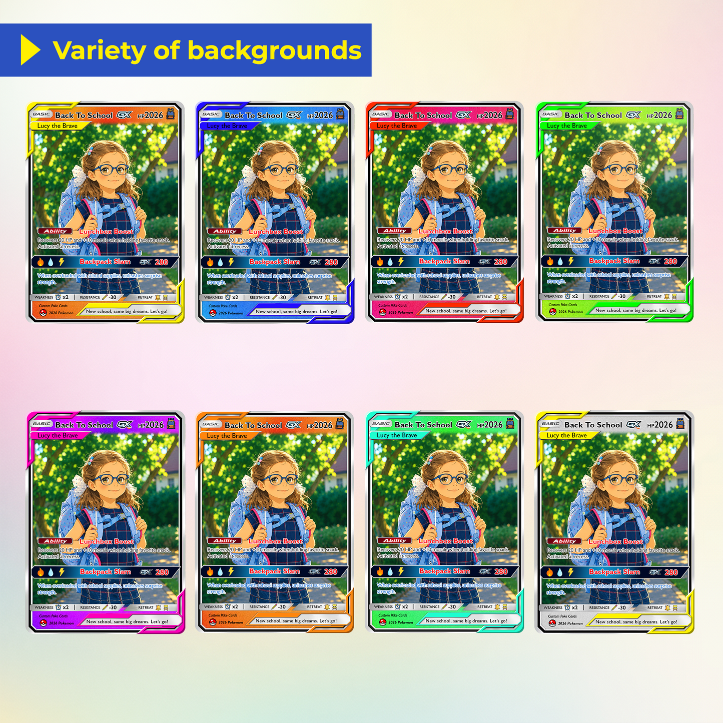 Back to School Gift for Pokémon Fans - Custom Pokémon Card with Anime Picture for Kids, Students - Personalized First Day of School Gift from Parents - CPC-147