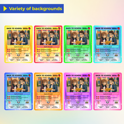 Anime Style Back to School Custom Pokemon Cards, Personalized Pokemon Card for First Day of School, Gift for Students, Son, Daughter - CPC-68