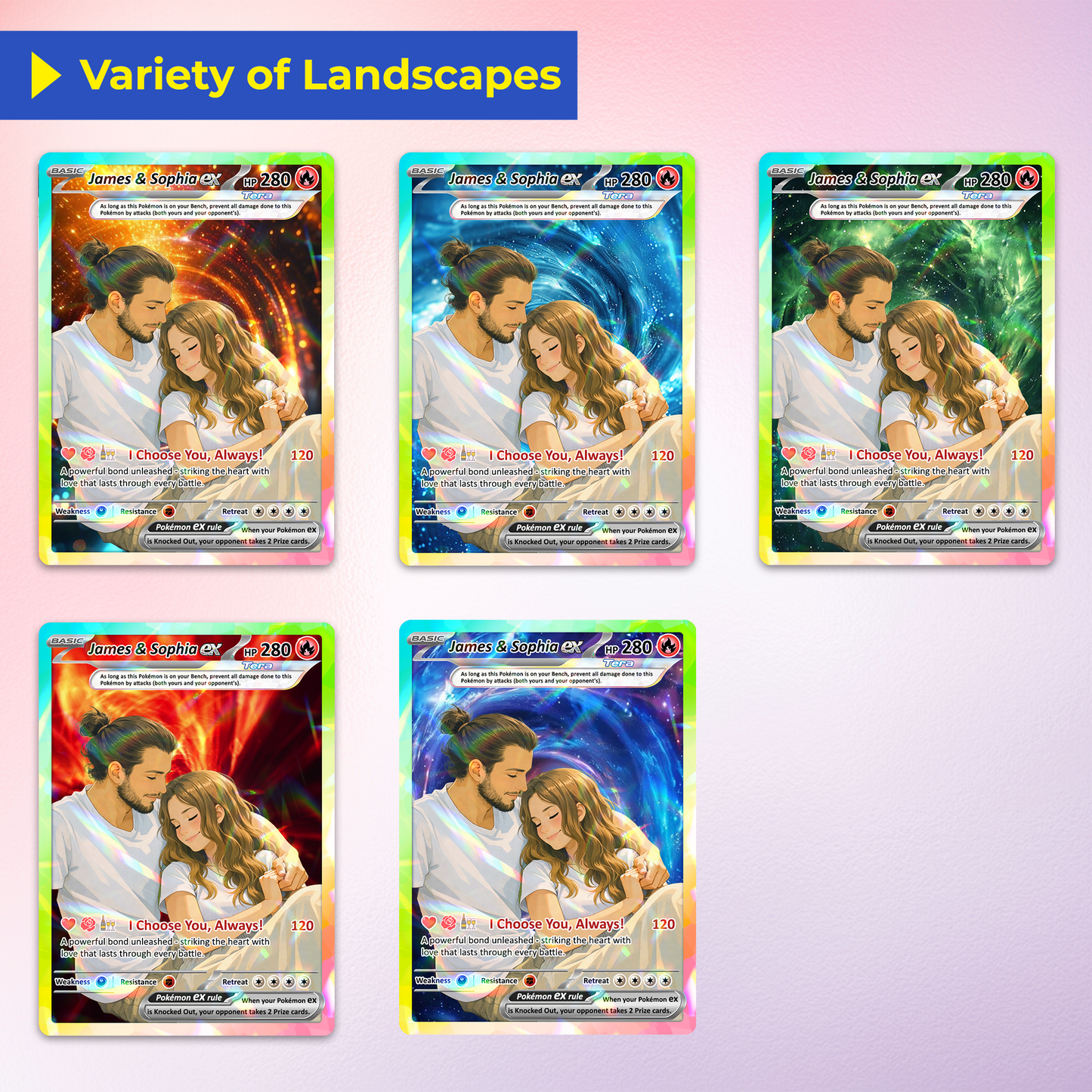 Custom Pokémon Cards with Anime Picture, Personalized Poke Cards Animated Style Gifts for Him and Her - CPC-04.B