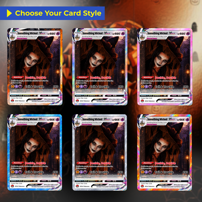 Custom Halloween Witch Pokémon Card with Anime Picture, Personalized Pokémon Cards, Spooky Halloween Gift for Her - CPC-hlw-15