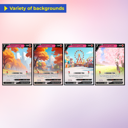 Custom Pokemon Card - Personalized Poke Card for Couples - Holographic Effect Available - CPC-29