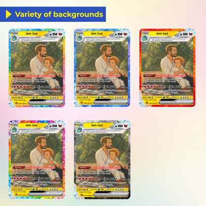Single Dad Custom Pokémon Card for Father's Day - Comic Anime Style Personalized Pokémon Card for Solo Father - Perfect Gift from Kids & Friends - CPC-130