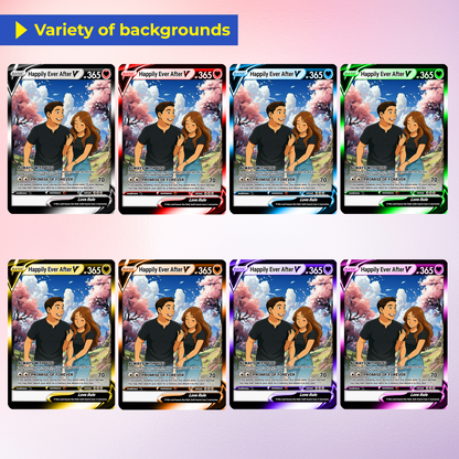 Custom Pokemon Card for Couple - Personalized Anime-Inspired Pokemon Card - Holographic Effect Available - CPC-46