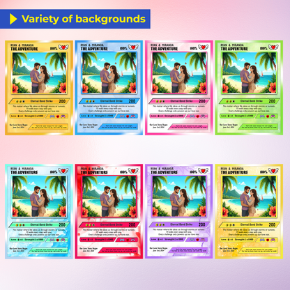 Happy Valentines Card, Custom Pokémon Cards with Anime Picture, Personalized Poke Cards Animated Style Gifts for Him and Her - CPC-72