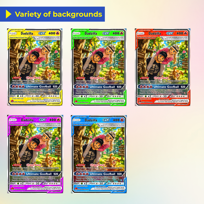 Unique Gift For a Funny Dad - Happy Father's Day Custom Pokémon Card - Comic Anime Style Personalized Pokémon Card for Funny Dad - Perfect Gift from Wife & Kids - CPC-123
