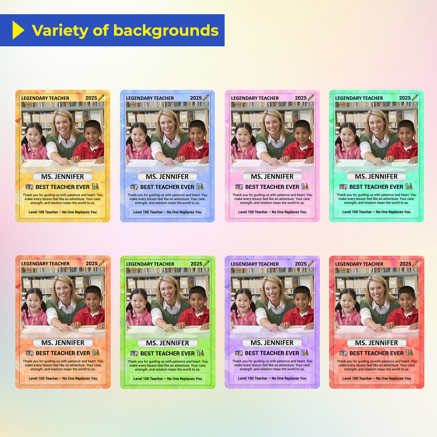 Legendary Teacher Gift Card, Custom Pokemon Cards Teacher Appreciation, Change Your Photo to Ghibli Style, Thank You Teacher Gift, Personalized Pokemon Cards - CPC-67