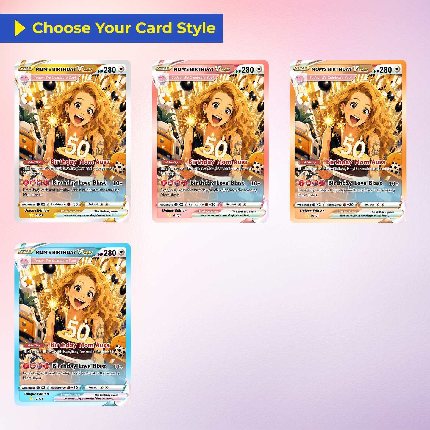 Happy Birthday Custom Pokémon Card for Moms - Personalized Pokémon Card by Animated Photo - Customizable Pokémon Gift from Kids, Husband for Mom & Wife - CPC-DOB-04