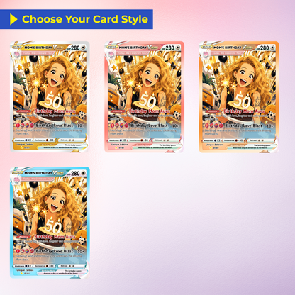 Happy Birthday Custom Pokémon Card for Moms - Personalized Pokémon Card by Animated Photo - Customizable Pokémon Gift from Kids, Husband for Mom & Wife - CPC-DOB-04