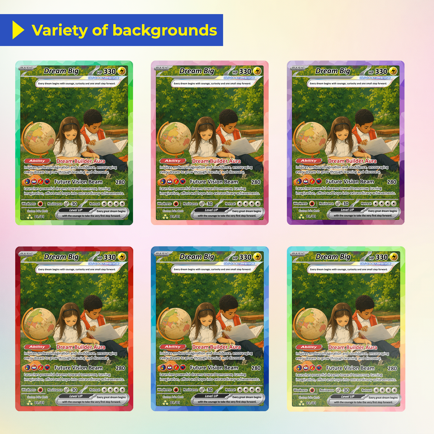 Back to School Custom Pokémon Card - Dream Big Personalized Pokémon Card with Anime Picture for Kids, Students - First Day of School Gift from Parents - CPC-BTS-20