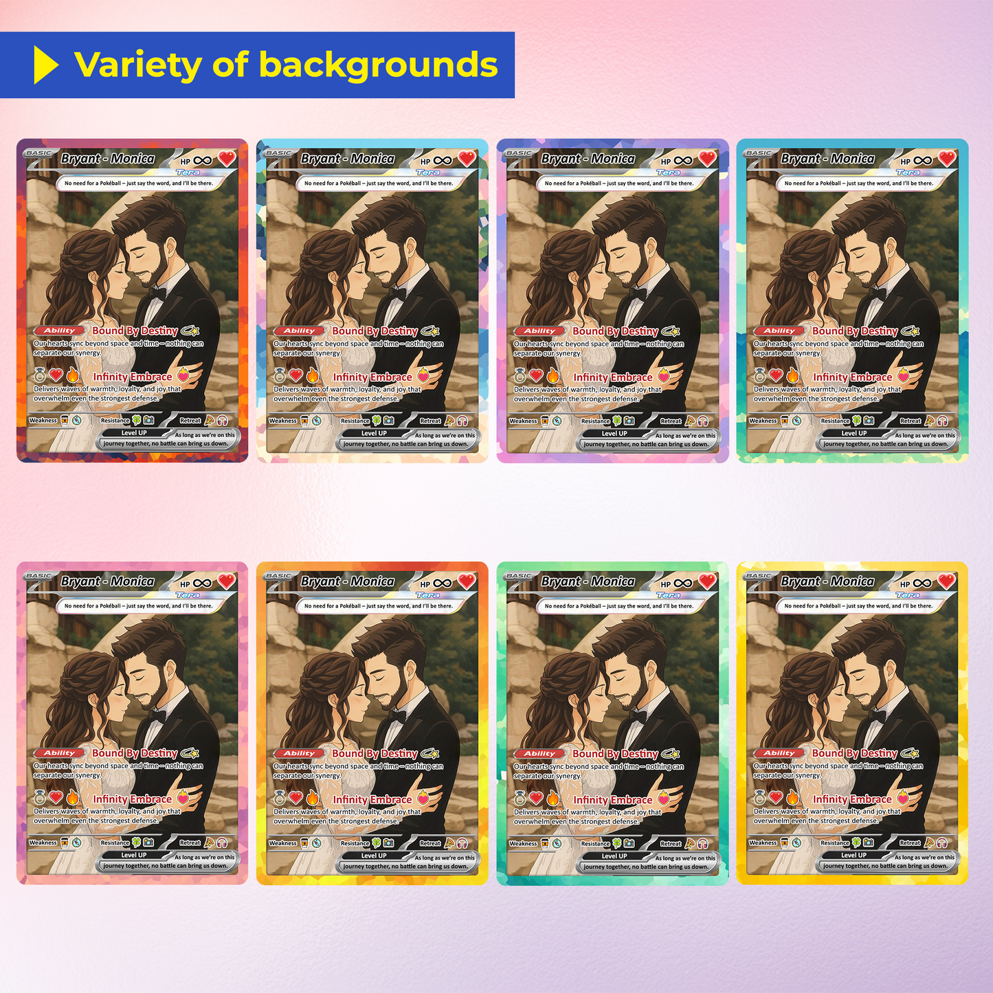 Custom Poke Card for Couple - Anime-Inspired Ghibli Aesthetic Pocket Monster Gift - Holographic Effect Available - CPC-20