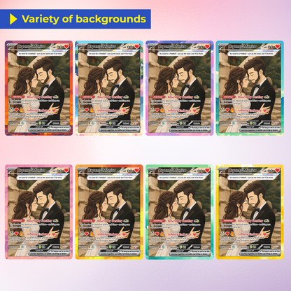 Custom Poke Card for Couple - Anime-Inspired Ghibli Aesthetic Pocket Monster Gift - Holographic Effect Available - CPC-20