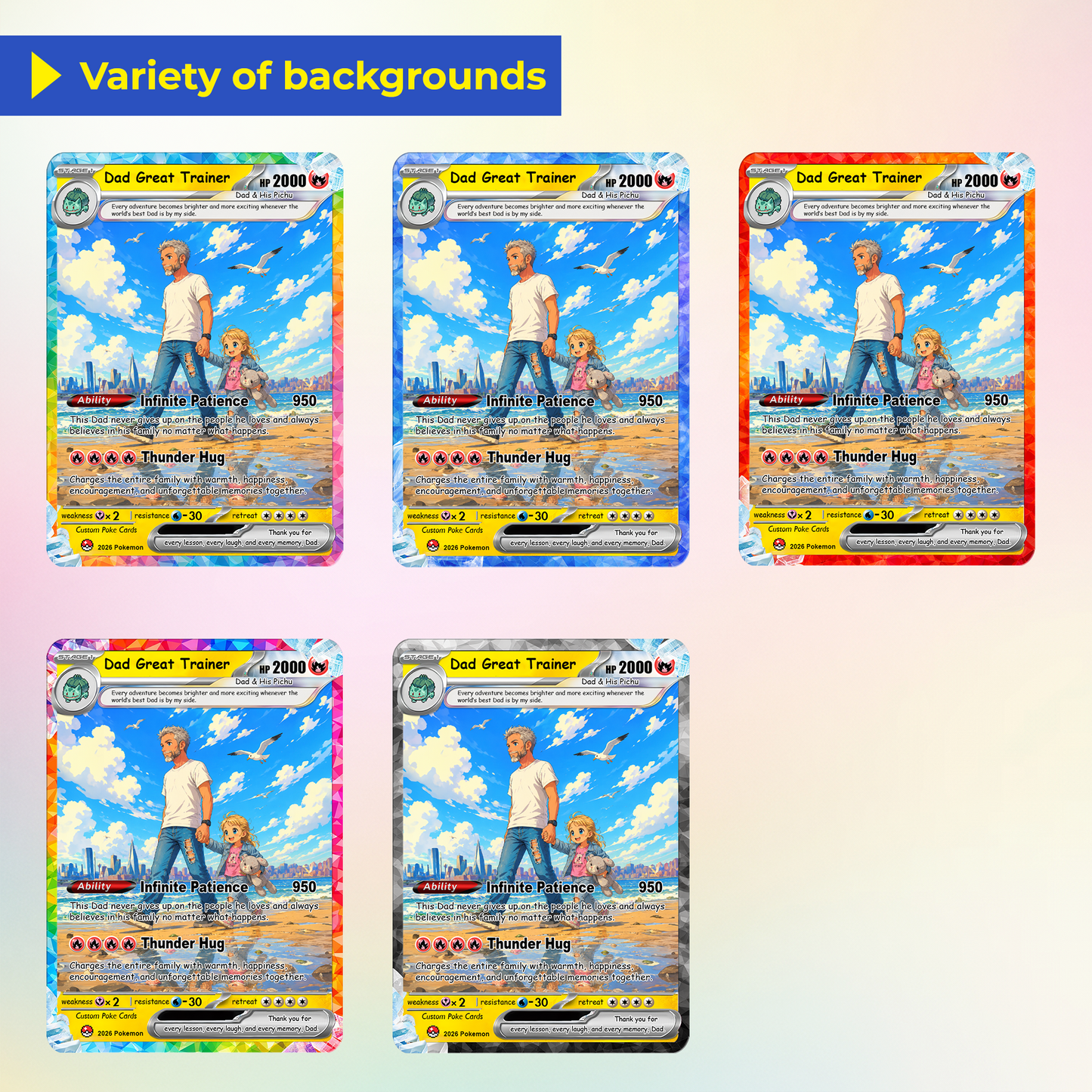 Happy Father's Day Custom Pokémon Card - Comic Anime Style Personalized Pokémon Card for Dad - Perfect Gift for Dad - CPC-116