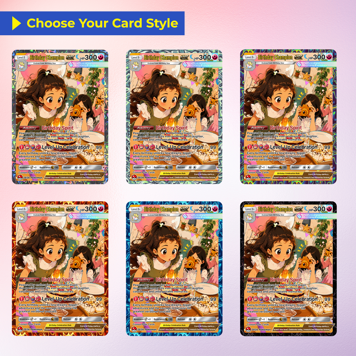 Happy Birthday Custom Pokémon Card - Personalized Pokémon Card for Date of Birth - Customizable Pokémon Gift from Parents, Grandparents for Kids - CPC-DOB-01