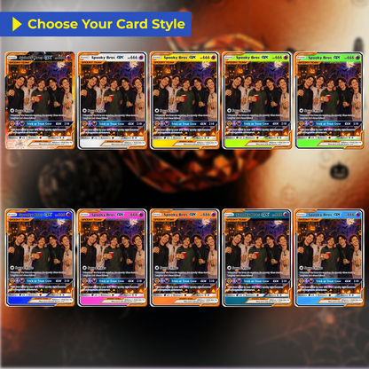 Halloween Custom Pokémon Card for Best Friends, Personalized Pokémon Card with Animated Photo, Customizable Group Gift, Custom Halloween Gift for Friends, Pokémon Party Gift - CPC-hlw-11