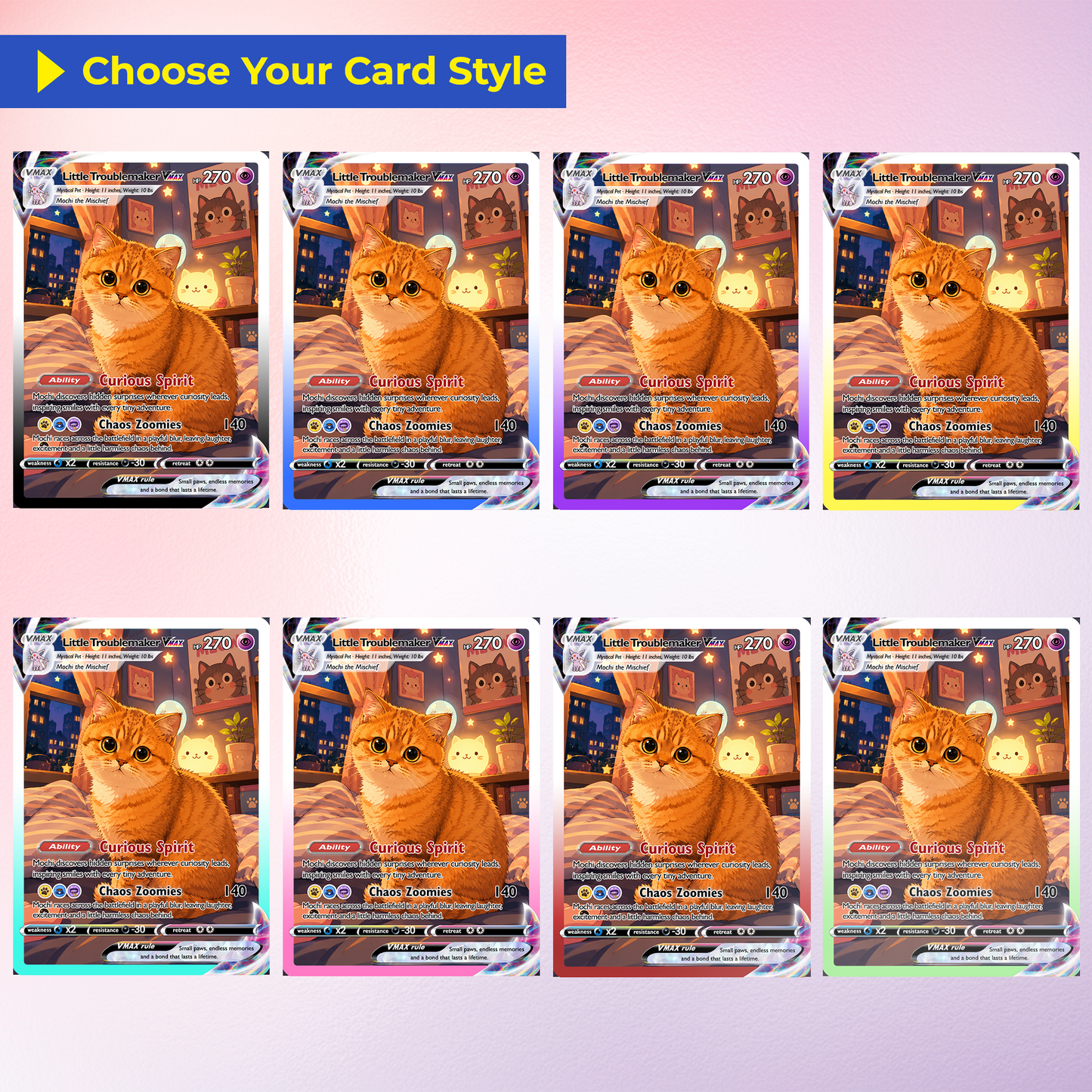 Custom Pokémon Card For Cat Lovers - Personalized Poke Cards with Animated Cat Photo - Unique Gift for Cat Mom, Cat Dad - CPC-Pet-06